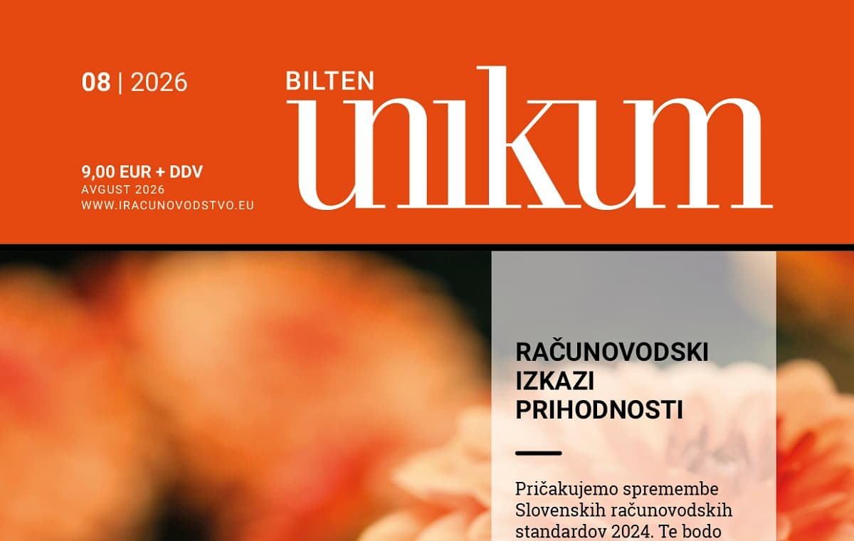 Naslovnica biltena Unikum avgust 2026 v oranžni barvi